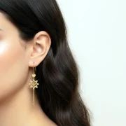 گوشواره آویز گل هشت پر - Image 2