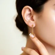 گوشواره آویز زنجیر و حلقه - Image 3